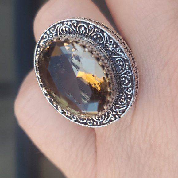 New Oversized Morganite 925 Silver Statement Ring. - Picture 5 of 16